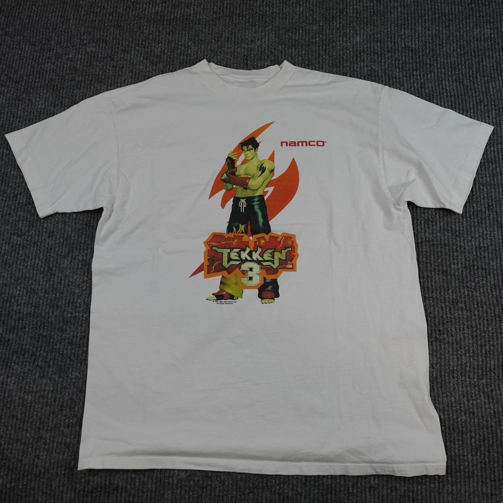 Vintage Tekken 3 Shirt Mens XL White Namco Jin Kazama 90s Video Game Graphic Tee